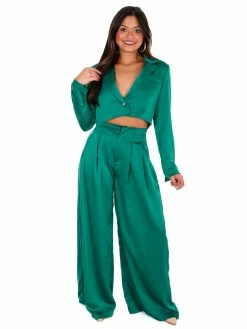 Glam Little Things Cropped Satin Blazer