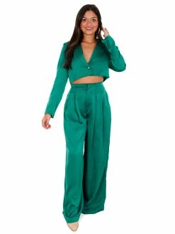 Glam Little Things Cropped Satin Blazer