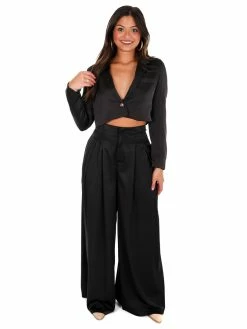 Glam Little Things Cropped Satin Blazer