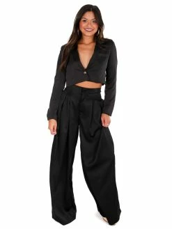 Glam Little Things Cropped Satin Blazer