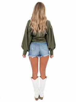 Glam Seventeen Again Satin Button Up Top Tops