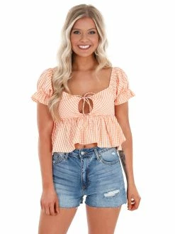 Idem Ditto Interception Front Tie Gingham Top Apparel