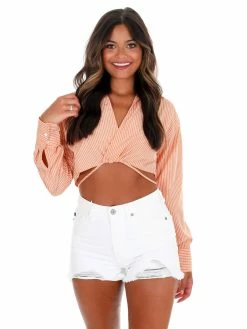 Deals 👍 Idem Ditto Show Off Tie Pinstripe Crop Top 🛒 12 Idem Ditto Show Off Tie Pinstripe Crop Top