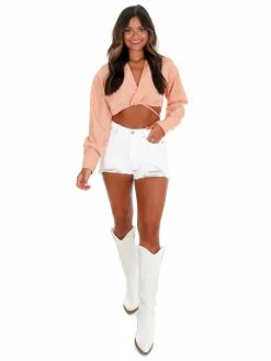 Idem Ditto Show Off Tie Pinstripe Crop Top