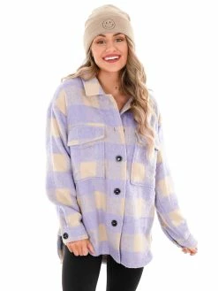 Jodifl Tops New Kid On The Block Lavender Checkered Jacket