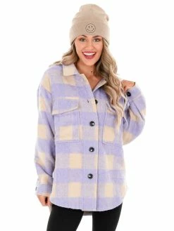 Jodifl Tops New Kid On The Block Lavender Checkered Jacket