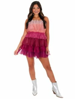 Storia Shimmy Block Tulle Mini Dress Dresses