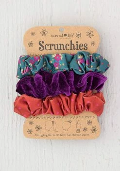 Accessories Teal Velvet Floral Scrunchies Natural Life