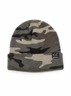 Accessories Hats Grey Knitted Camo Beanie