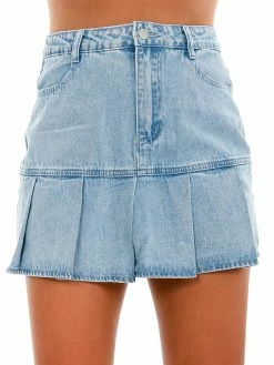 Blue Blush Sale Better Than Ever Pleated Denim Skort