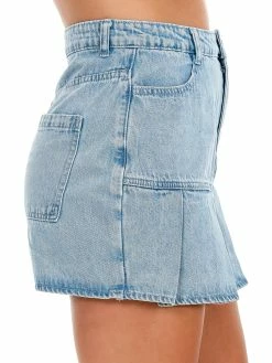 Blue Blush Sale Better Than Ever Pleated Denim Skort