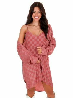 Blue Blush Sale Turn Around Checker Dress Set