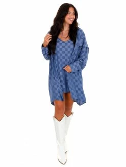Blue Blush Sale Turn Around Checker Dress Set