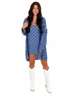 Blue Blush Sale Turn Around Checker Dress Set
