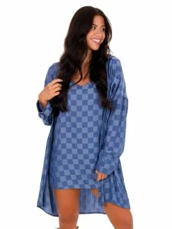 Blue Blush Sale Turn Around Checker Dress Set