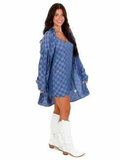 Blue Blush Sale Turn Around Checker Dress Set