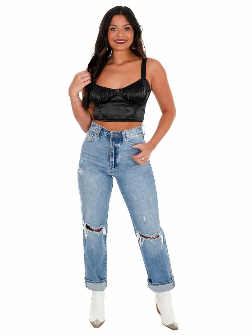 Best deal 🎁 Blue Blush Lights Out Satin Crop Top 😍 4 Blue Blush Lights Out Satin Crop Top