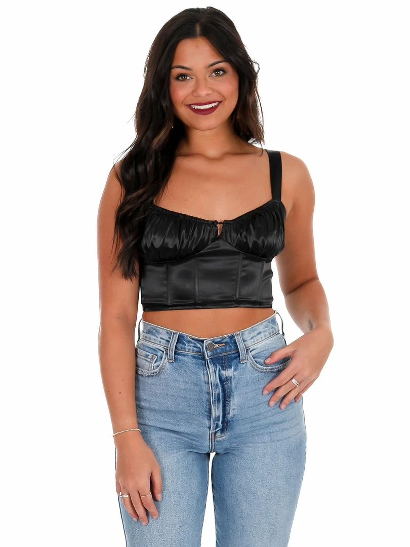 Best deal 🎁 Blue Blush Lights Out Satin Crop Top 😍 5 Blue Blush Lights Out Satin Crop Top