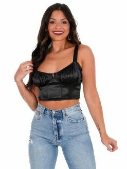 Blue Blush Lights Out Satin Crop Top
