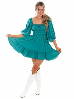 Peach Love California Dresses Happier Than Ever Satin Mini Dress