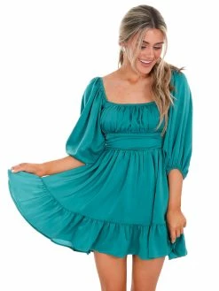 Peach Love California Dresses Happier Than Ever Satin Mini Dress