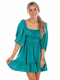 Peach Love California Dresses Happier Than Ever Satin Mini Dress