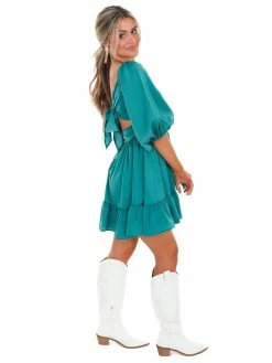 Peach Love California Dresses Happier Than Ever Satin Mini Dress