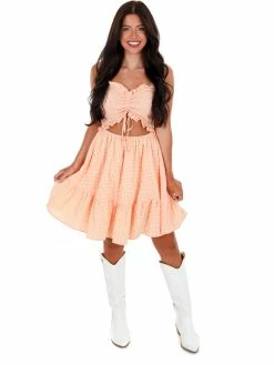 Peach Love California Huddle Up Gingham Cut Out Mini Dress