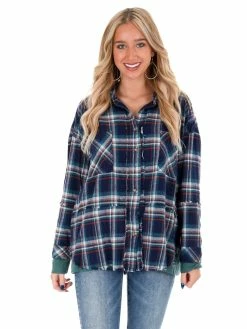 Peach Love California Sweet Thing Plaid Button Up Top Tops