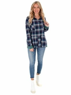 Peach Love California Sweet Thing Plaid Button Up Top Tops