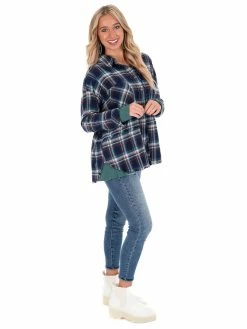 Peach Love California Sweet Thing Plaid Button Up Top Tops