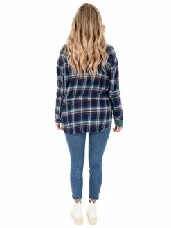 Peach Love California Sweet Thing Plaid Button Up Top Tops