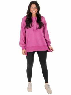 Best Pirce ๐ Peach Love California Tops Wilder Days Henley Sweatshirt โค๏ธ 10 Peach Love California Tops Wilder Days Henley Sweatshirt