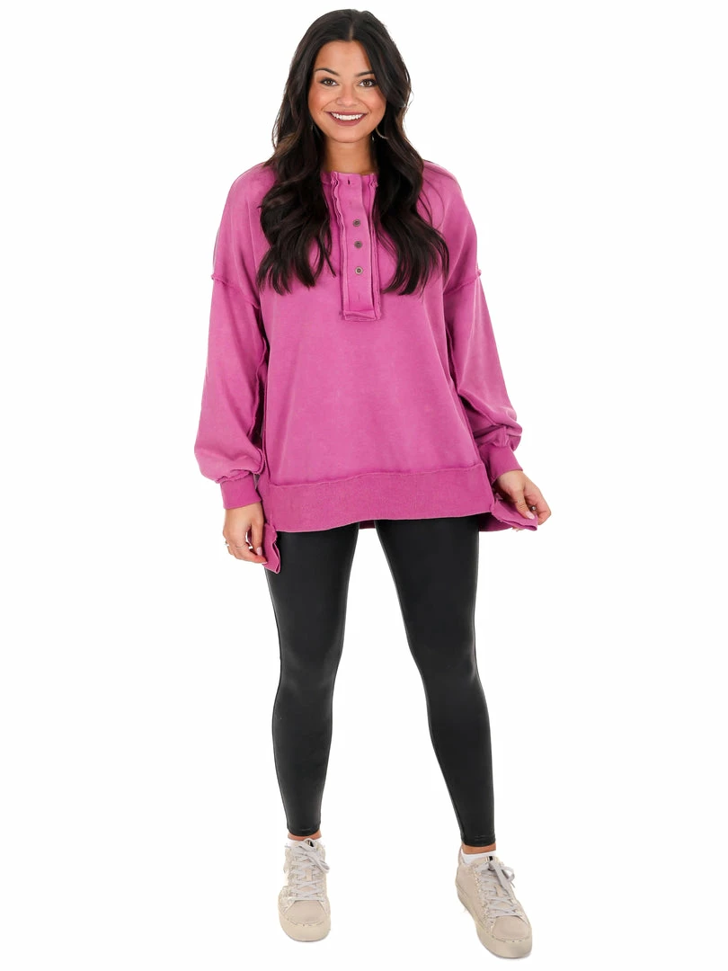 Best Pirce ๐ Peach Love California Tops Wilder Days Henley Sweatshirt โค๏ธ 4 Peach Love California Tops Wilder Days Henley Sweatshirt