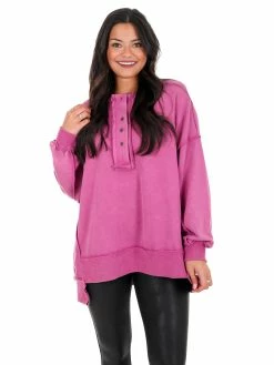 Best Pirce ๐ Peach Love California Tops Wilder Days Henley Sweatshirt โค๏ธ 11 Peach Love California Tops Wilder Days Henley Sweatshirt