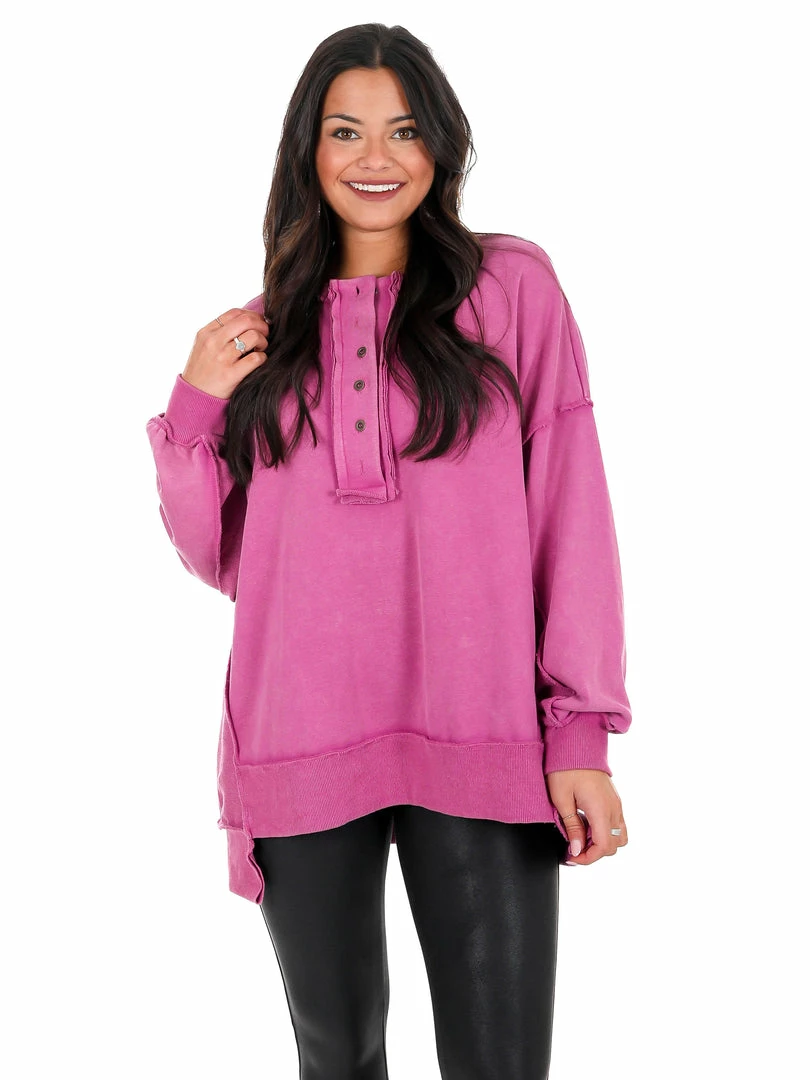 Best Pirce ๐ Peach Love California Tops Wilder Days Henley Sweatshirt โค๏ธ 5 Peach Love California Tops Wilder Days Henley Sweatshirt