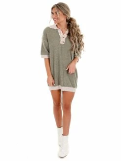 Blue Blush Make It Work Button Sweater Dress
