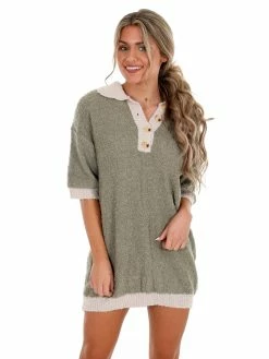 Blue Blush Make It Work Button Sweater Dress