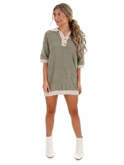 Blue Blush Make It Work Button Sweater Dress