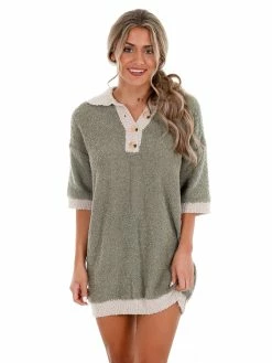 Blue Blush Make It Work Button Sweater Dress