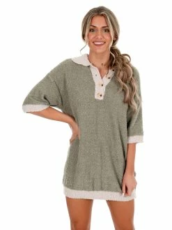 Blue Blush Make It Work Button Sweater Dress