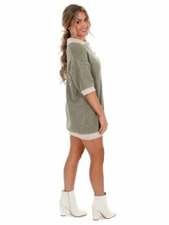 Blue Blush Make It Work Button Sweater Dress