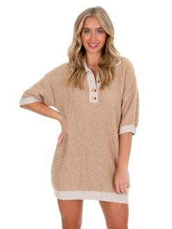 Blue Blush Make It Work Button Sweater Dress