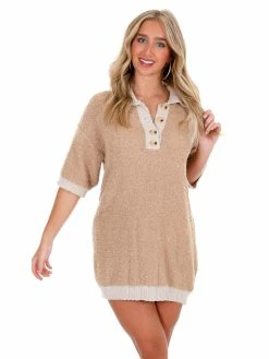 Blue Blush Make It Work Button Sweater Dress