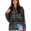 Blue Blush Tops Somebody For Me Plaid Fringe Shacket