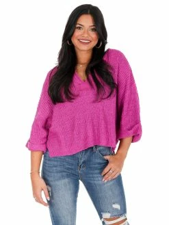 Blue Blush Spring Forward Cropped Sweater Tops