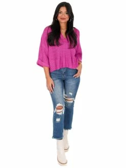 Blue Blush Spring Forward Cropped Sweater Tops