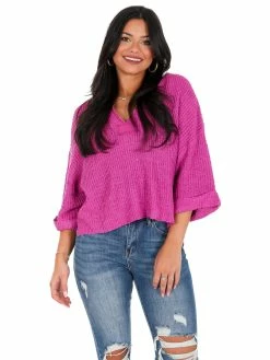 Blue Blush Spring Forward Cropped Sweater Tops