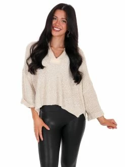 Blue Blush Spring Forward Cropped Sweater Tops