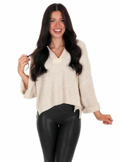 Blue Blush Spring Forward Cropped Sweater Tops